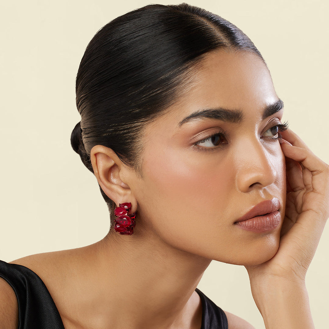 Crimson Glow Statement Hoops
