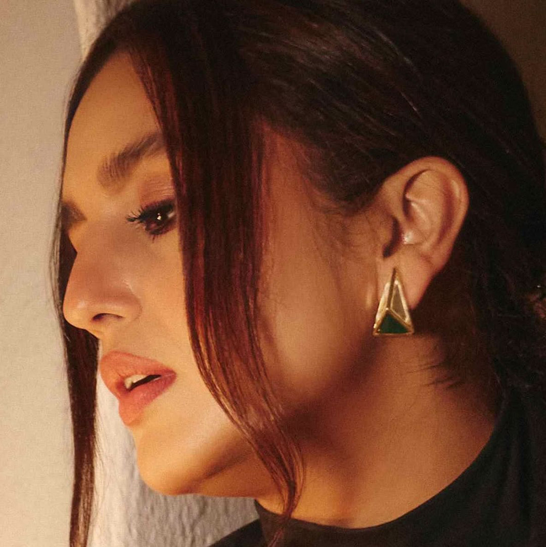 Green Stud Earring for Women by Isharya | Modern Indian Jewellery