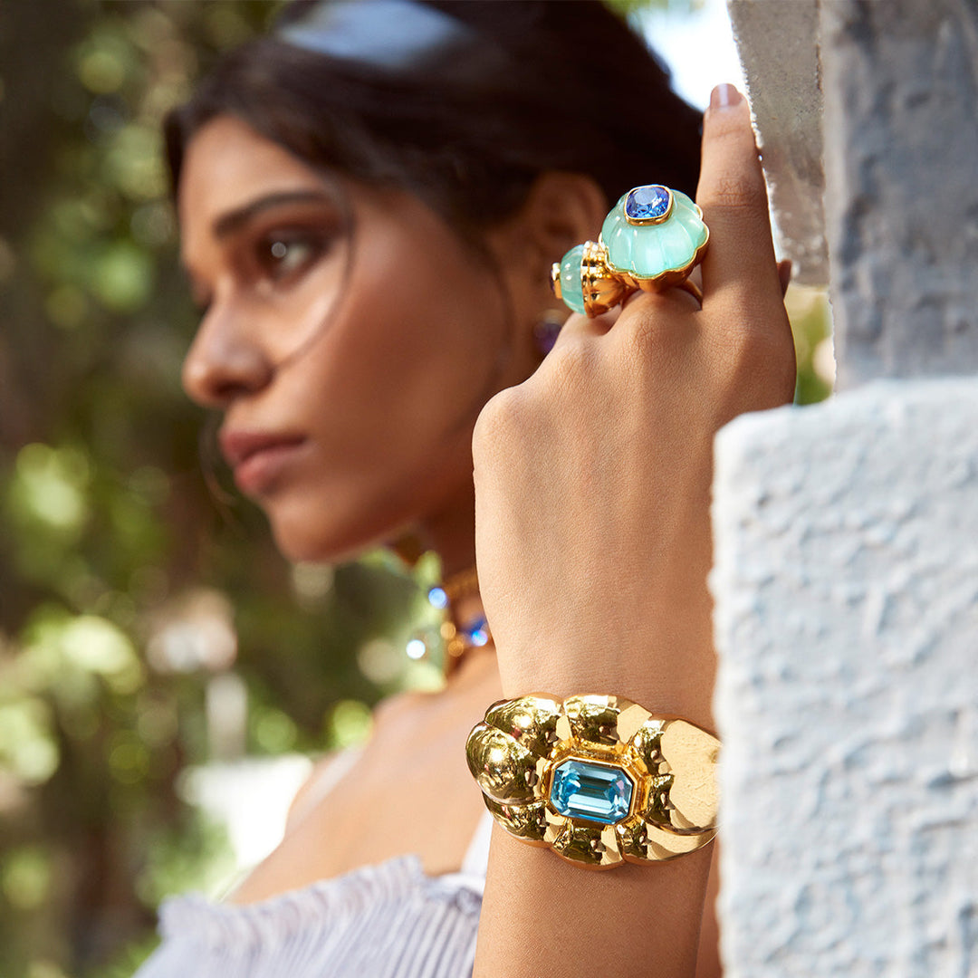 Aqua Gold Statement Cuff