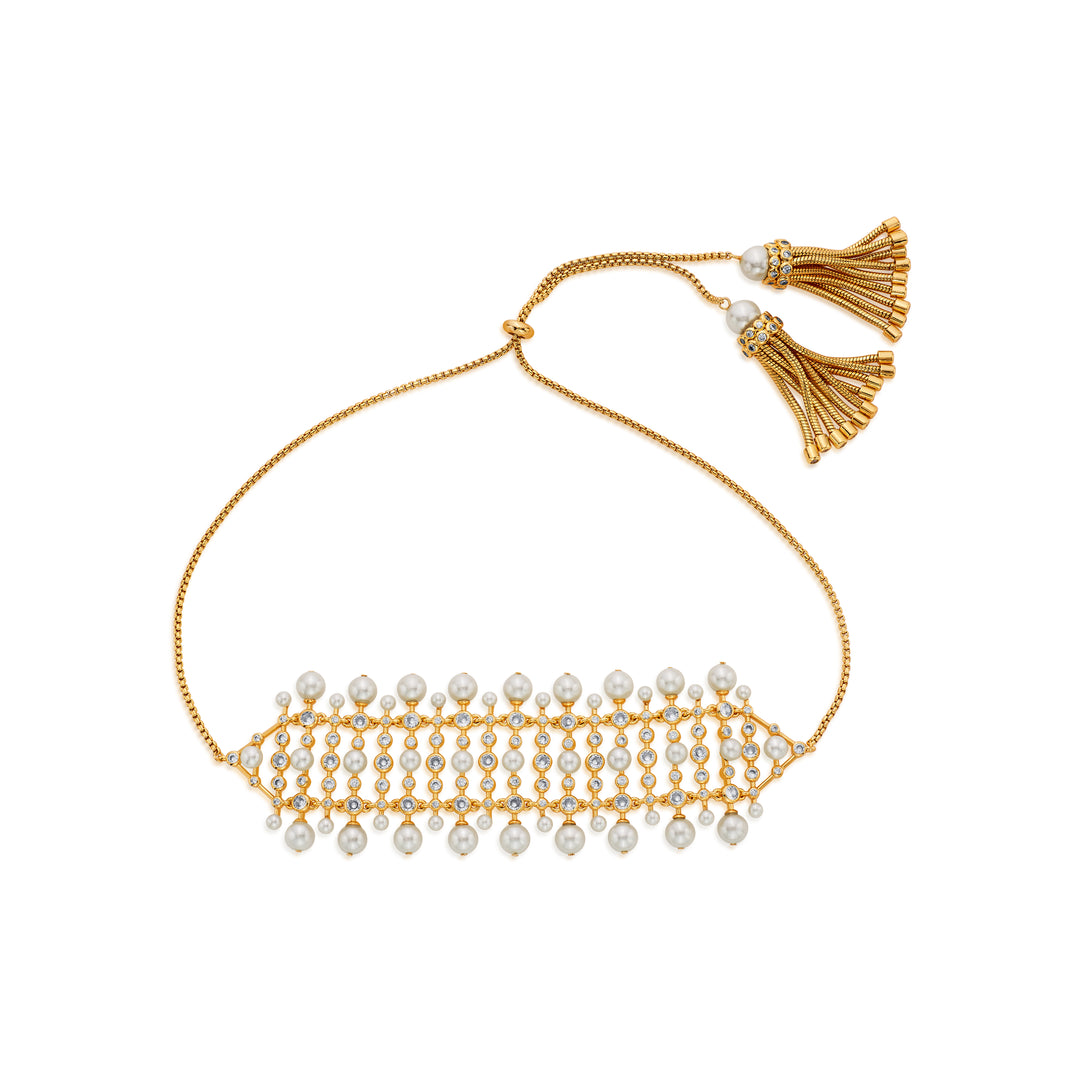 Crystal Pearl Tassel Choker