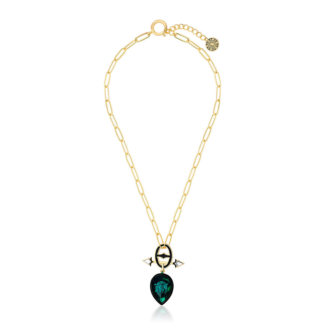 B-dazzle Green Crystal Toggle Necklace for Women by Isharya | Modern Indian Jewellery