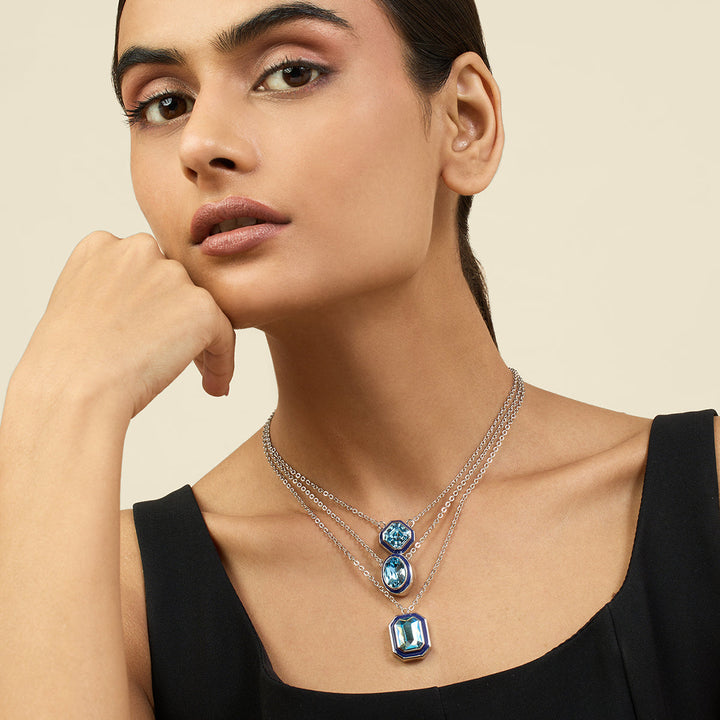 Aquamarine Crystal Galaxy Layered Necklace