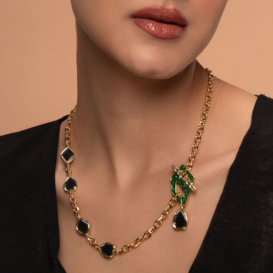 Green Pendant Necklace for Women by Isharya | Modern Indian Jewellery