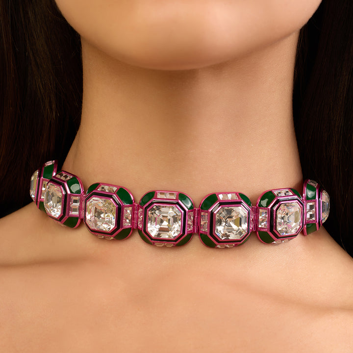 Hyper Pink Crystal Choker