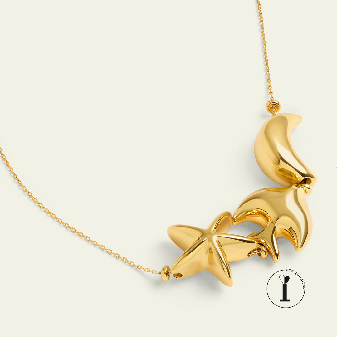 Aqua Gold Charm Necklace