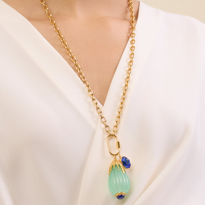 Blue Corundum Chain Necklace
