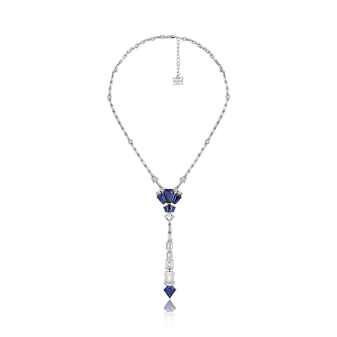 Blue Corumdum Drop Lariat