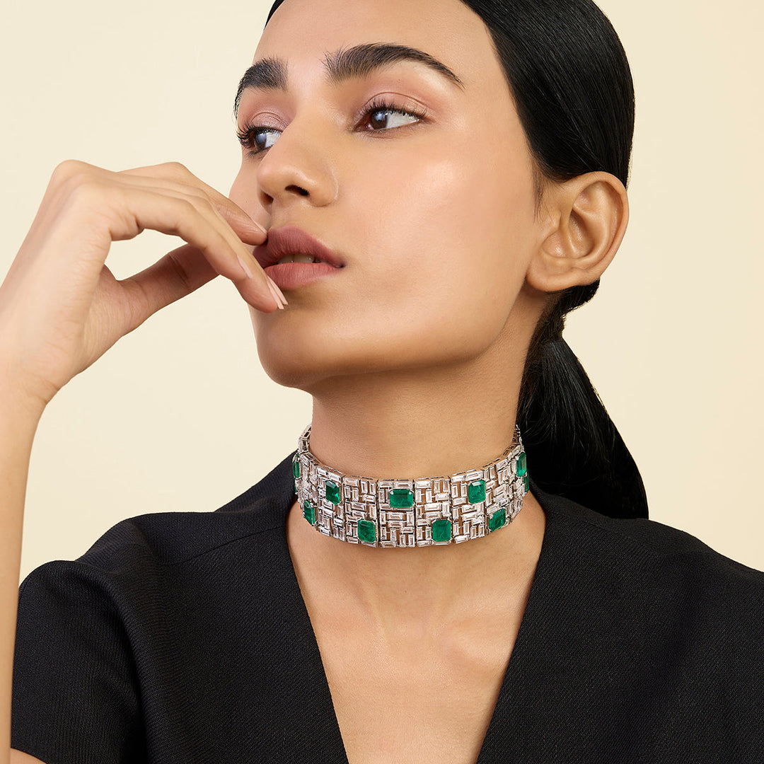 Green Choker Necklace for Women by Isharya | Modern Indian Jewellery