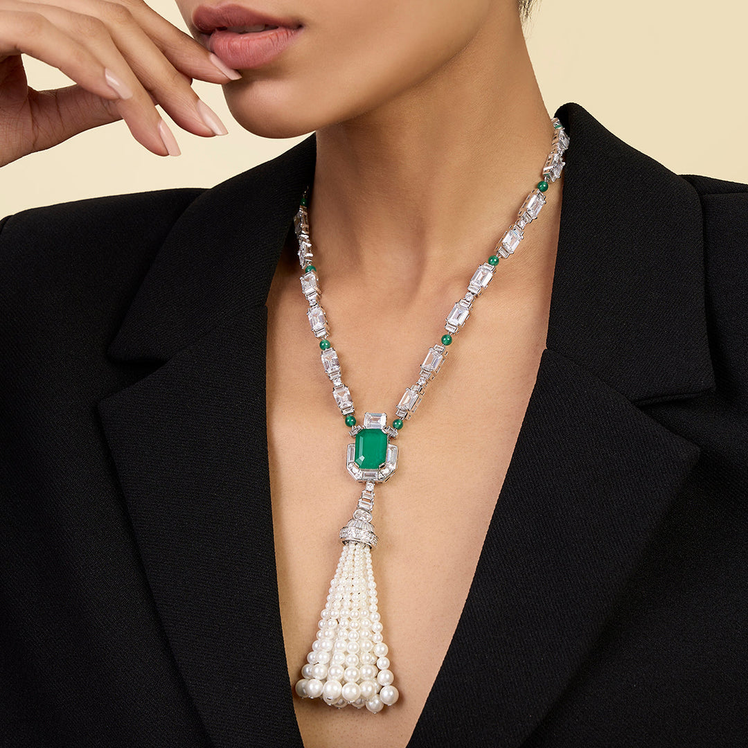 Green Long necklace Necklace for Women by Isharya | Modern Indian Jewellery