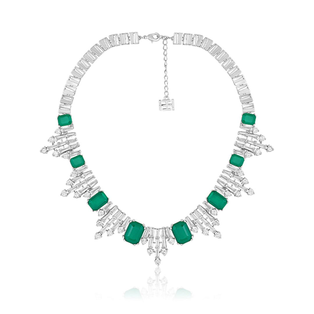 Doublet Dark Emerald Bib Necklace