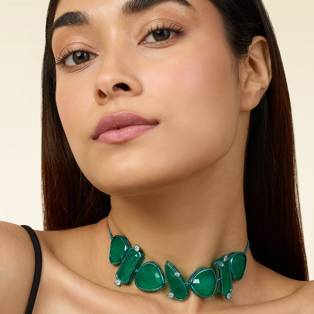 Green Choker Necklace for Women by Isharya | Modern Indian Jewellery