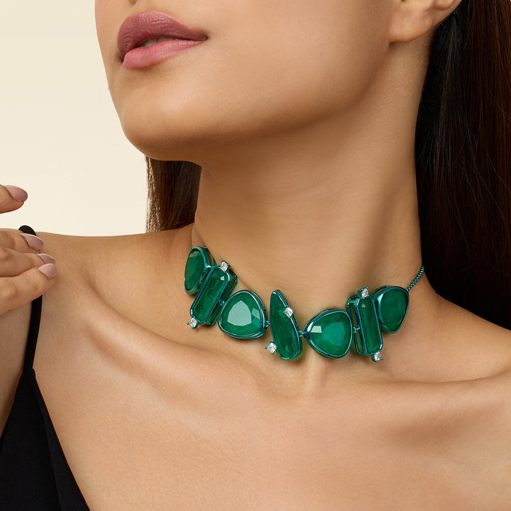 Green Choker Necklace for Women by Isharya | Modern Indian Jewellery