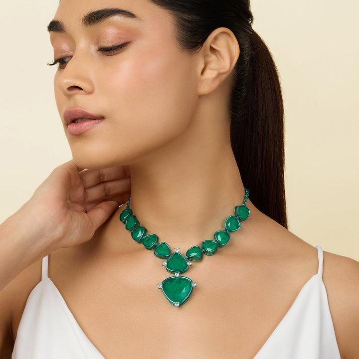 Green Collar Necklace for Women by Isharya | Modern Indian Jewellery