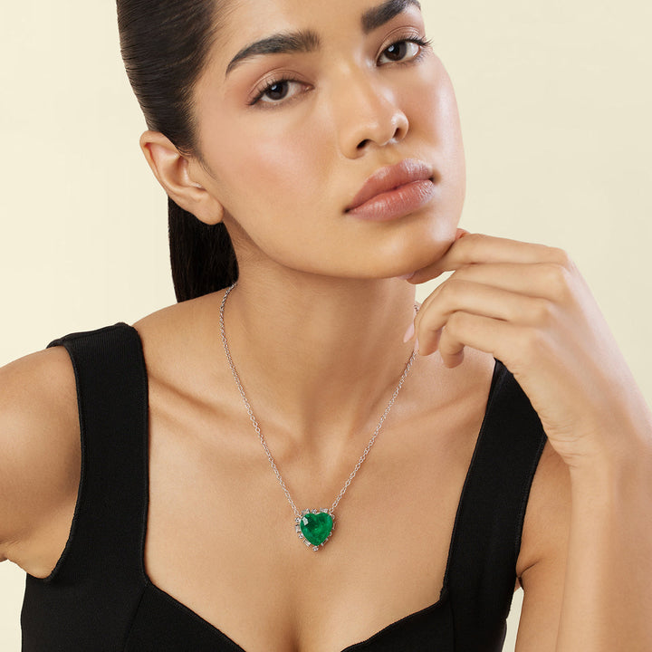 Emerald Heart Pendant Necklace