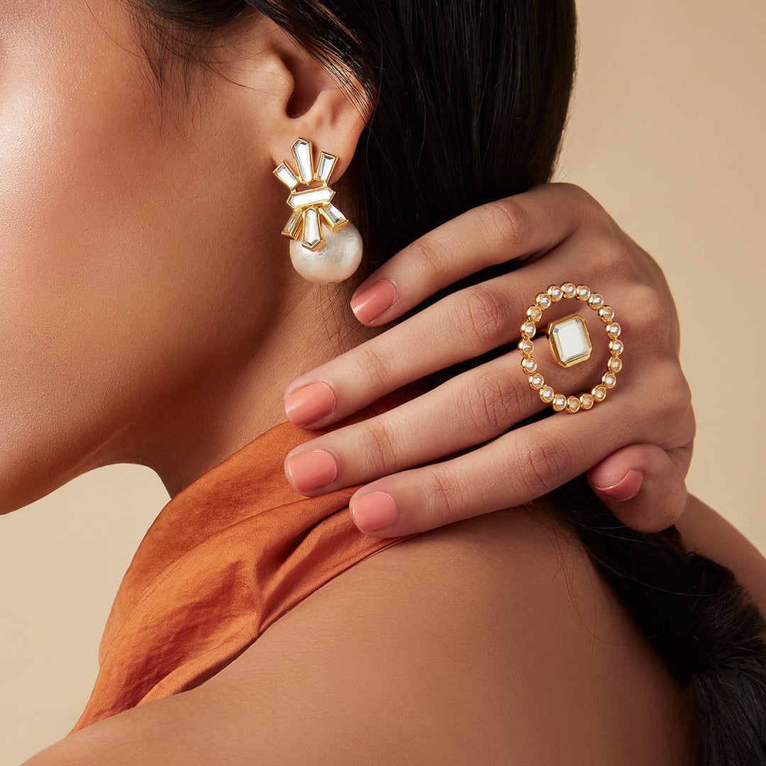 Mirror Cocktail Ring for Women by Isharya | Modern Indian Jewellery