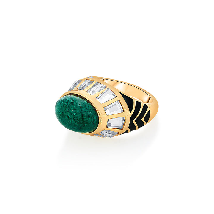 Green statement Ring for Women by Isharya | Modern Indian Jewellery