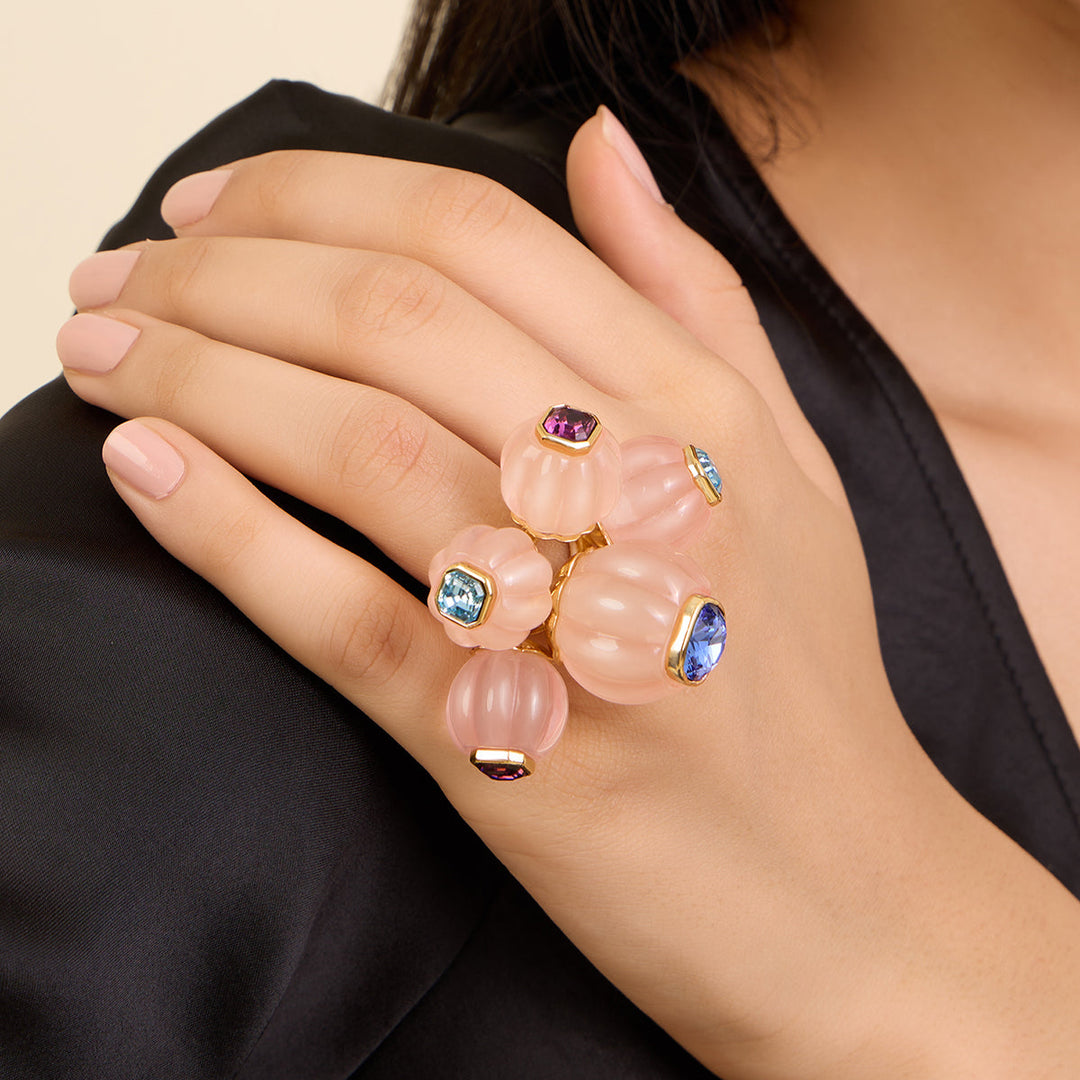 Pink Statement Ring for Women by Isharya | Modern Indian Jewellery
