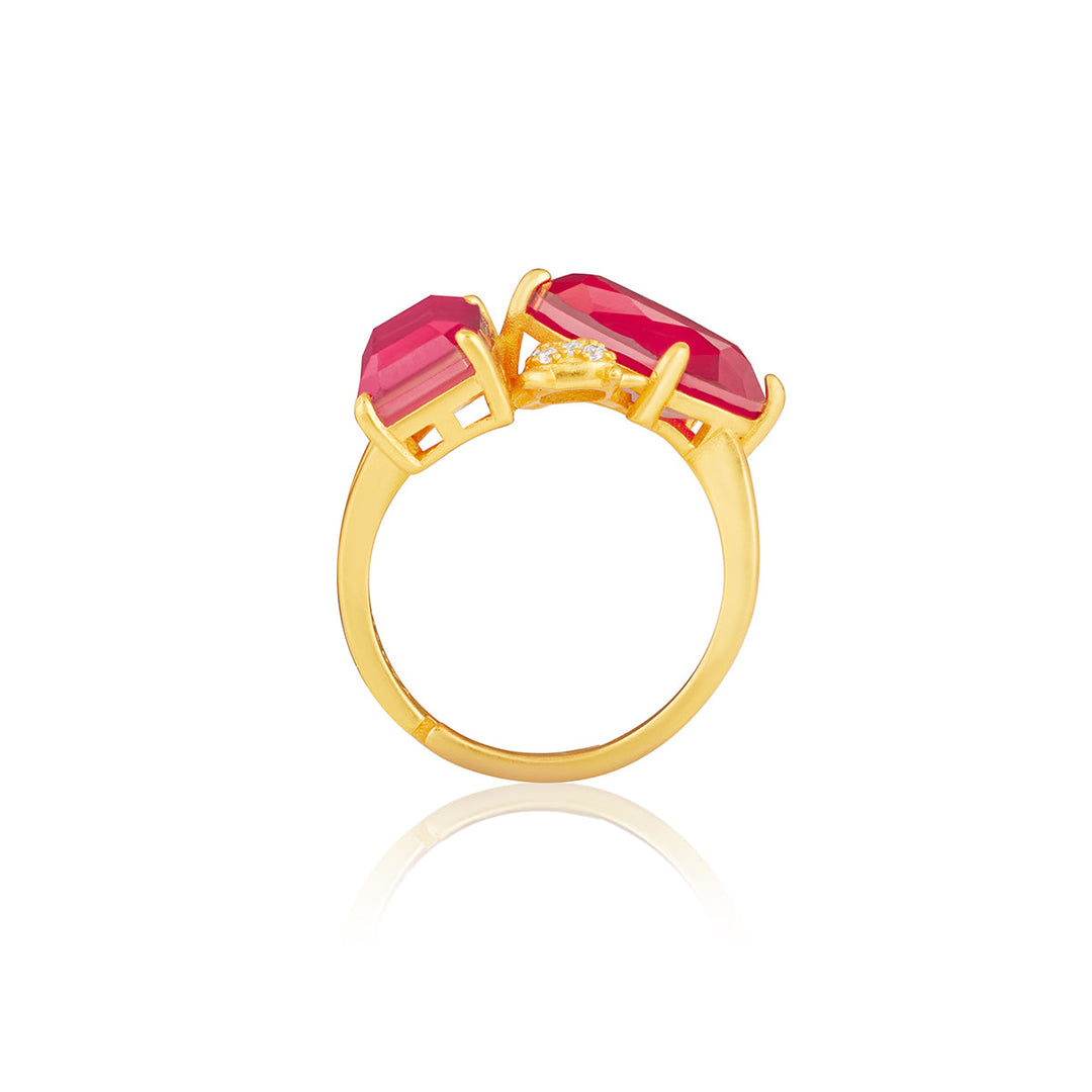 Red Three head Ring for Women by Isharya | Modern Indian Jewellery