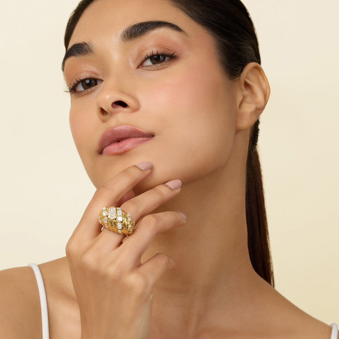 White Cocktail Ring for Women by Isharya | Modern Indian Jewellery