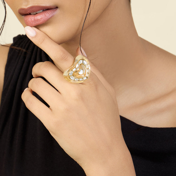 Gold Cocktail Ring for Women by Isharya | Modern Indian Jewellery