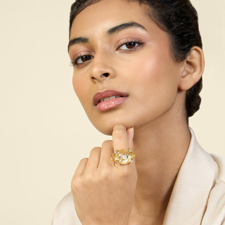 Gold Cocktail Ring for Women by Isharya | Modern Indian Jewellery