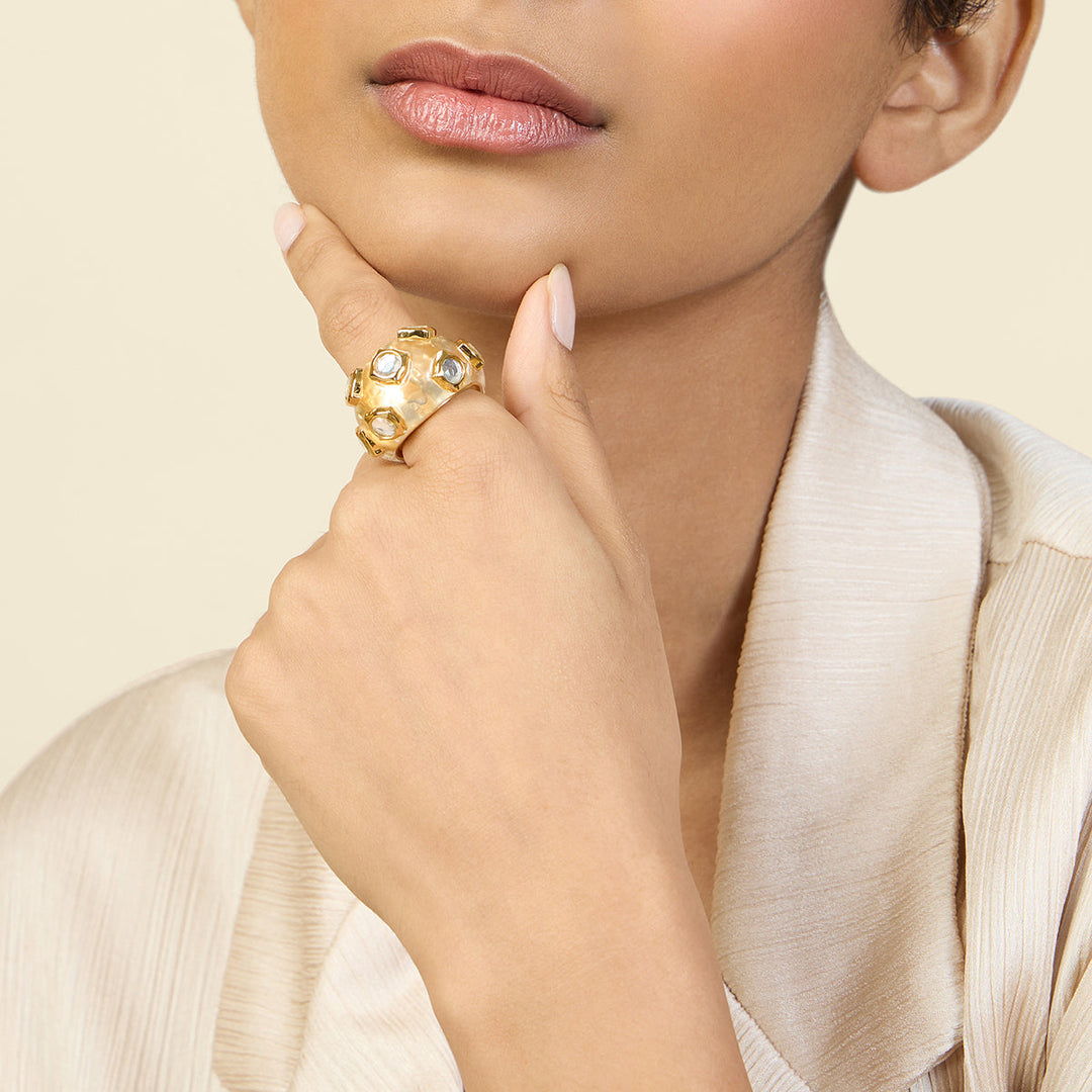Gold Cocktail Ring for Women by Isharya | Modern Indian Jewellery