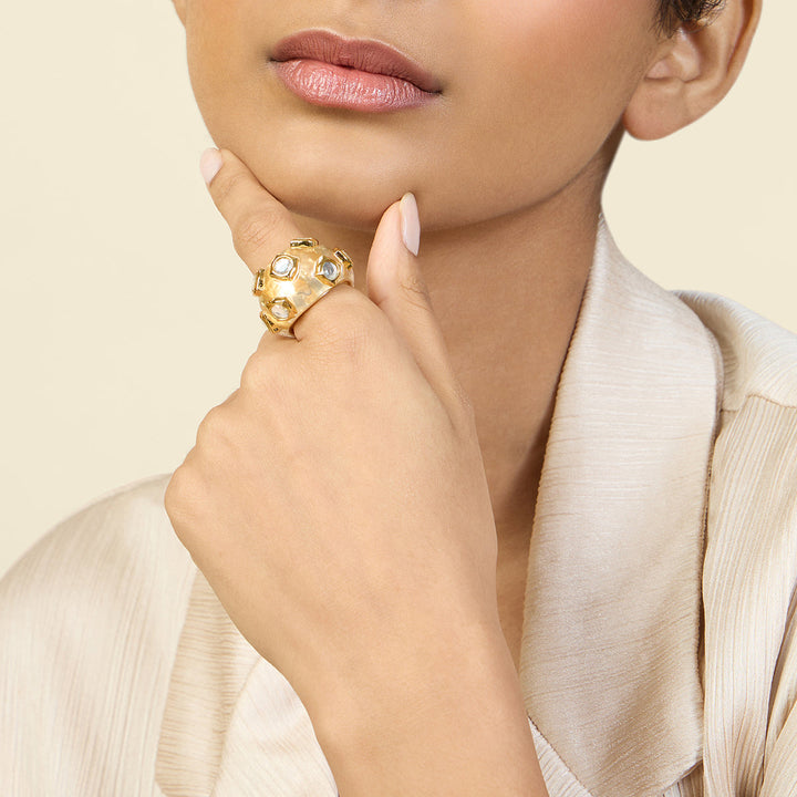 Gold Cocktail Ring for Women by Isharya | Modern Indian Jewellery