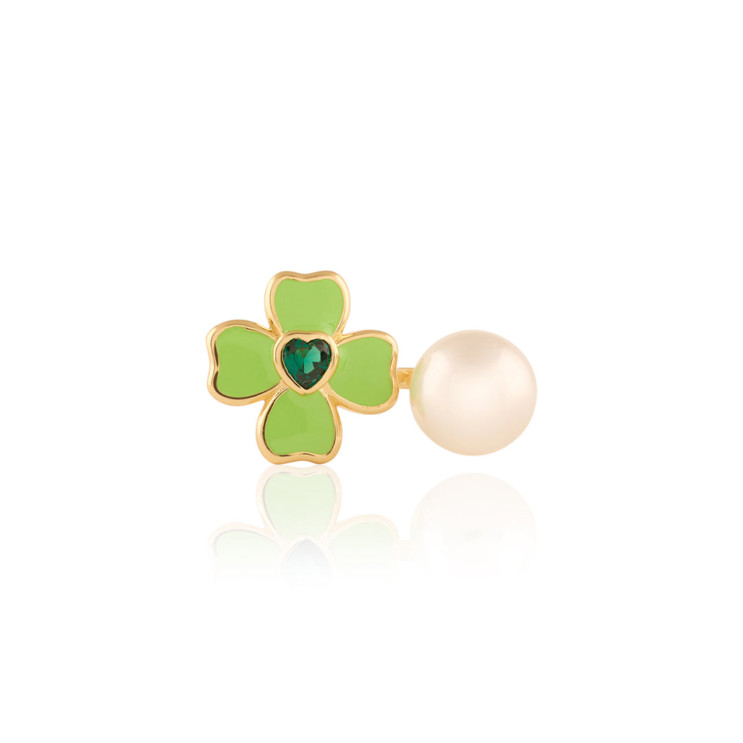 Neon Clover Pearl Ring