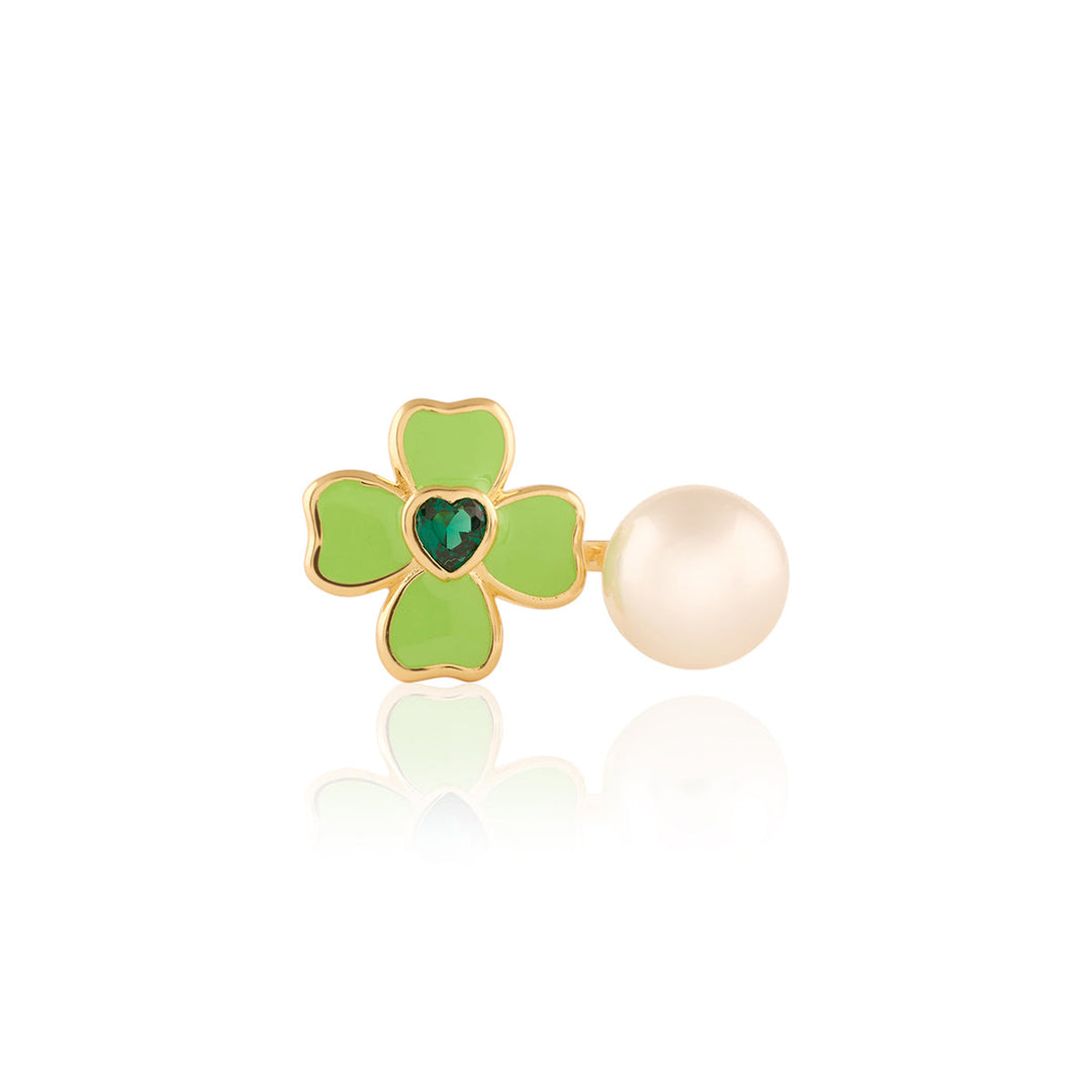 Neon Clover Pearl Ring