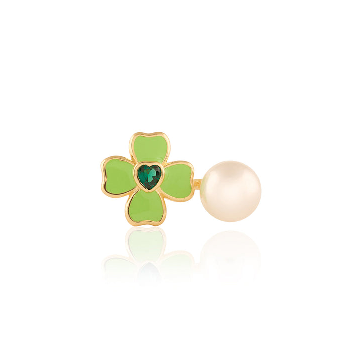 Neon Clover Pearl Ring