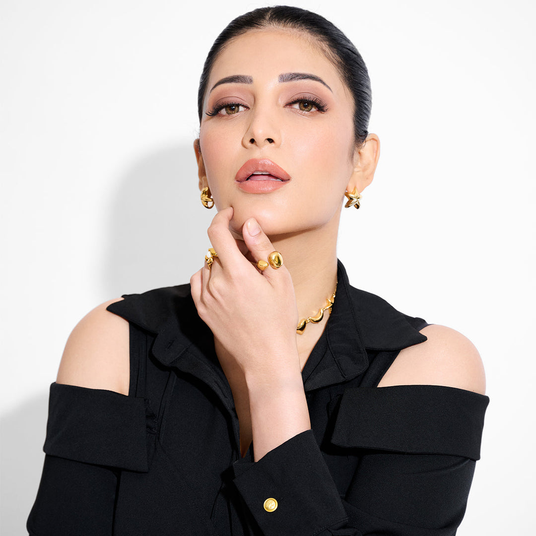 Gold Stud Earring for Women by Isharya | Modern Indian Jewellery