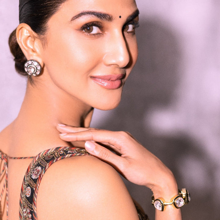 White Open Cuff Wristwear for Women by Isharya | Modern Indian Jewellery