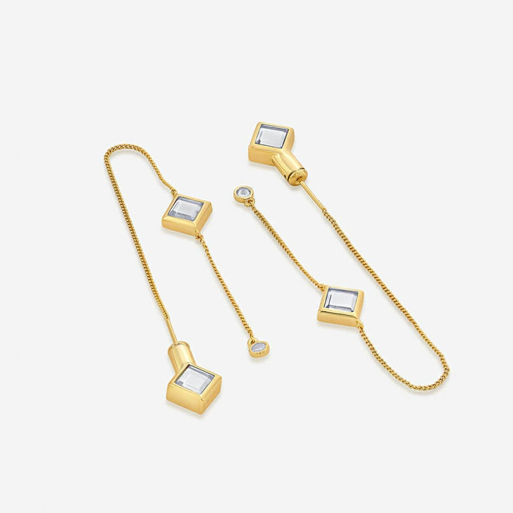 Ayaana Diamond Mirror Needle-Thread Delicate Earrings - Isharya | Modern Indian Jewelry