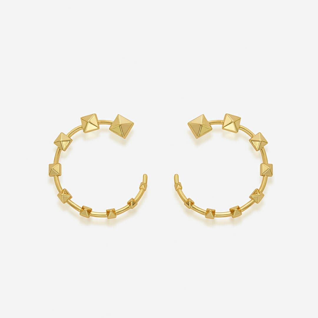 Ayaana Pyramid Stud Orange Peel Earrings - Isharya | Modern Indian Jewelry