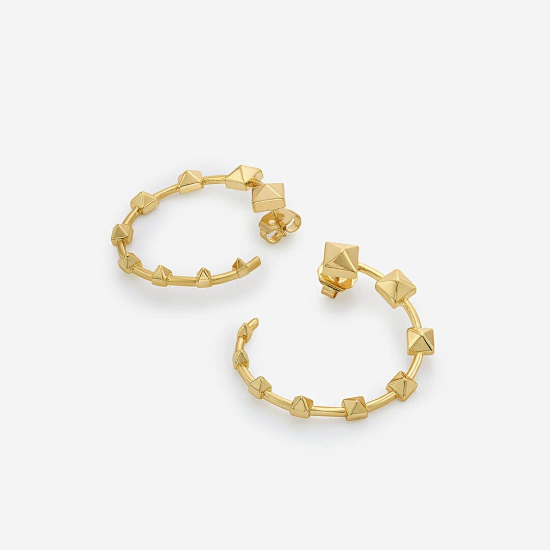 Ayaana Pyramid Stud Orange Peel Earrings - Isharya | Modern Indian Jewelry