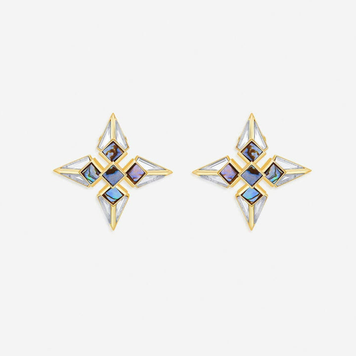 Demi Goddess Mirror and Mother of Pearl Stud Earrings - Isharya | Modern Indian Jewelry