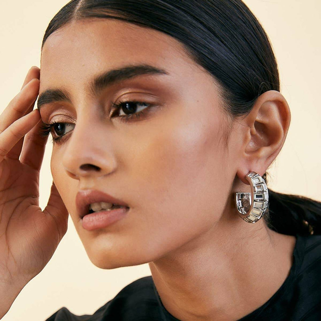 Mirror Hoop Earring for Women by Isharya | Modern Indian Jewellery