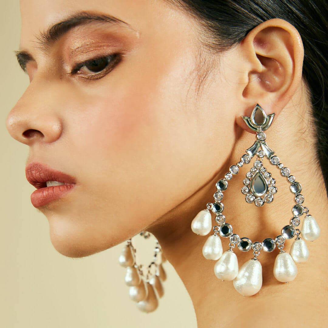 Mirror Chandelier Earring for Women by Isharya | Modern Indian Jewellery