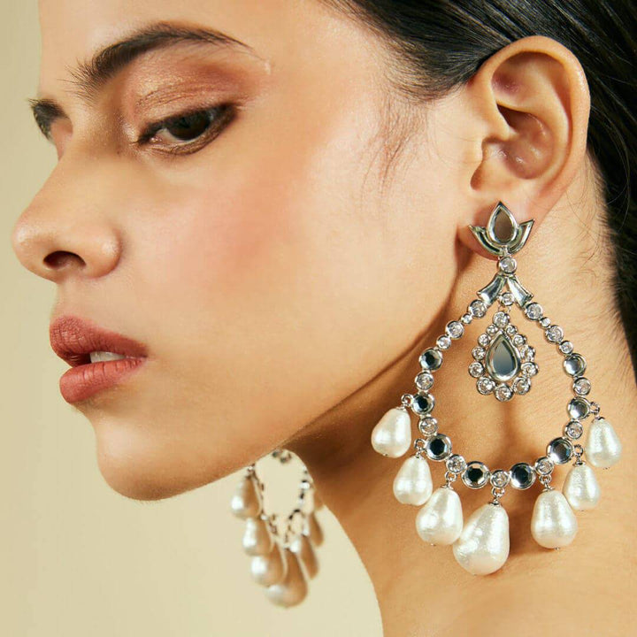 Mirror Chandelier Earring for Women by Isharya | Modern Indian Jewellery
