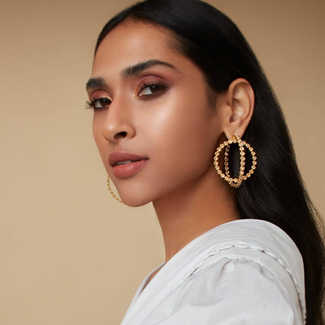 Globe Crystal Earrings for Women by Isharya | Modern Indian Jewellery