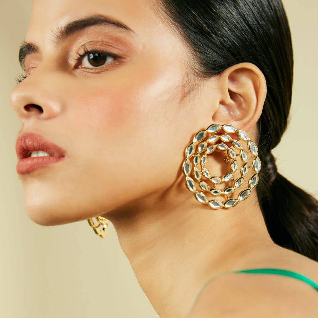 Mirror Hoop Earring for Women by Isharya | Modern Indian Jewellery