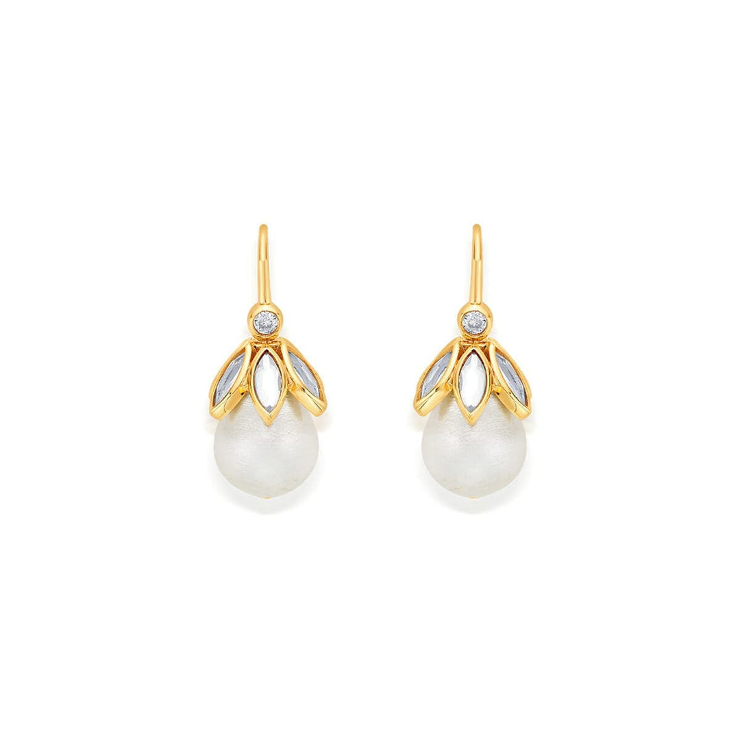 Marquise Mirror Pearl Drop Earrings - Isharya | Modern Indian Jewelry