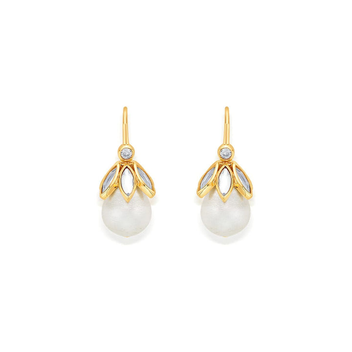 Marquise Mirror Pearl Drop Earrings - Isharya | Modern Indian Jewelry