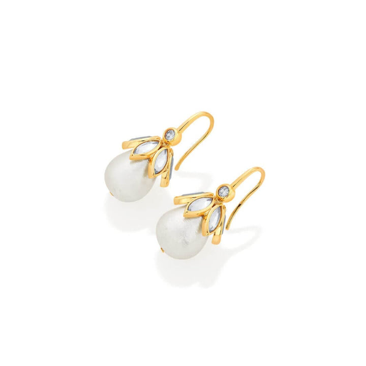 Marquise Mirror Pearl Drop Earrings - Isharya | Modern Indian Jewelry