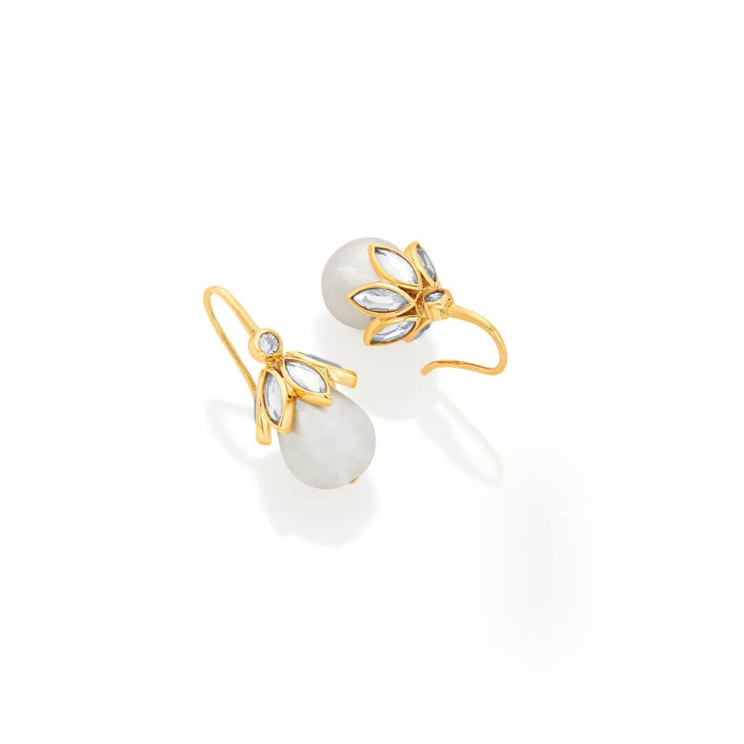 Marquise Mirror Pearl Drop Earrings - Isharya | Modern Indian Jewelry