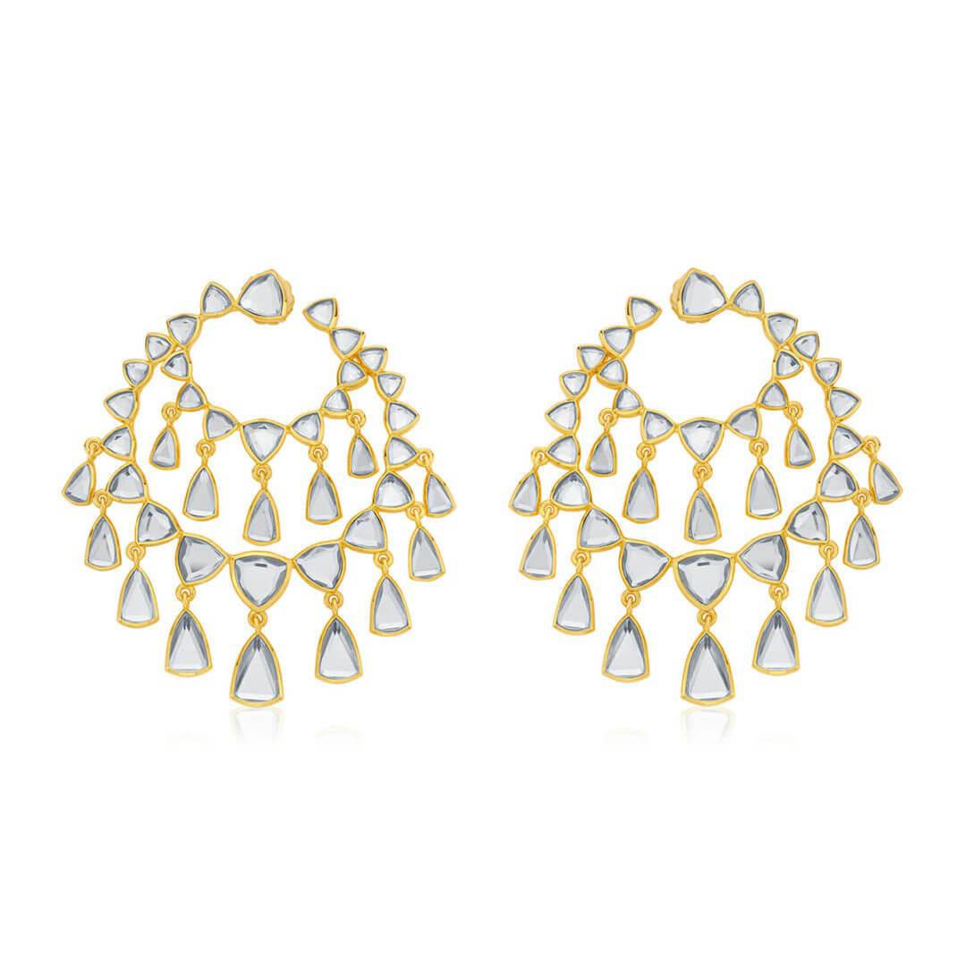 Shiza Shimmering Mirror Earrings for Women by Isharya | Modern Indian Jewellery
