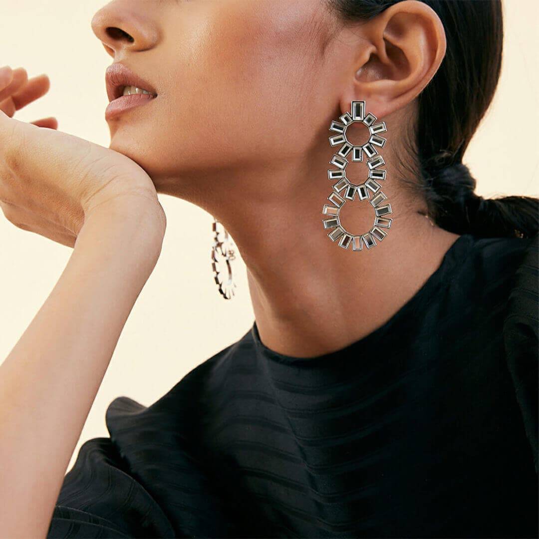 Mirror Chandelier Earring for Women by Isharya | Modern Indian Jewellery