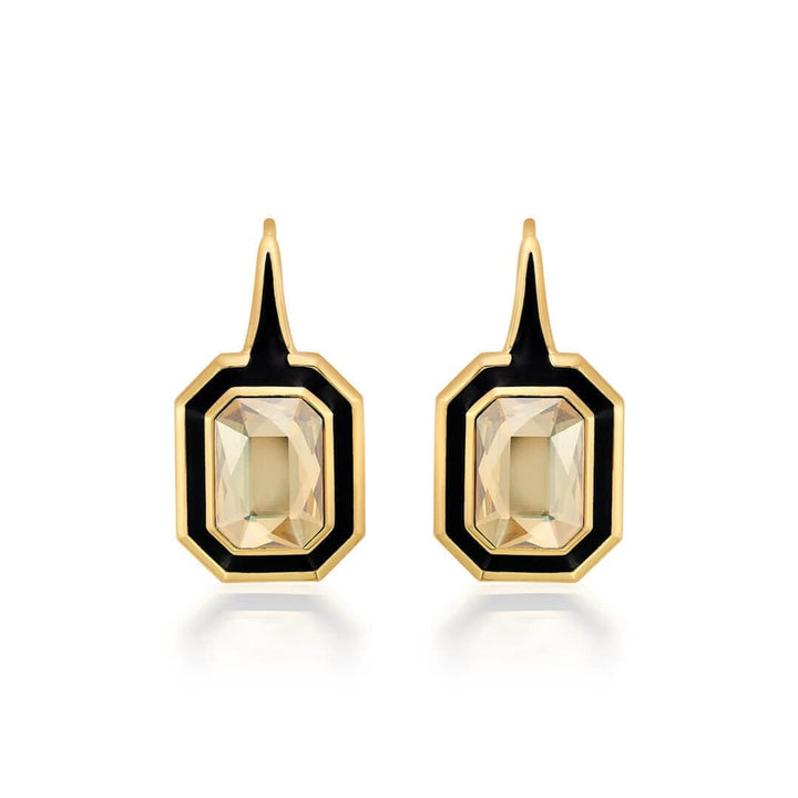 Soleil Black Enamel Drop Earrings - Isharya | Modern Indian Jewelry