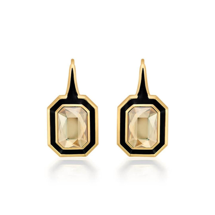 Soleil Black Enamel Drop Earrings for Women by Isharya | Modern Indian Jewellery