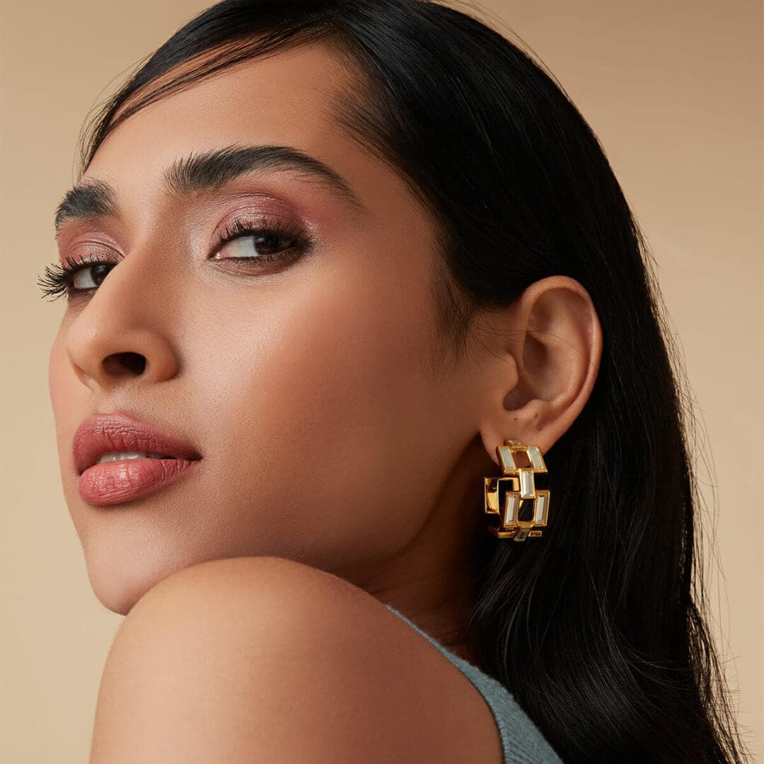 Mirror Hoop Earring for Women by Isharya | Modern Indian Jewellery